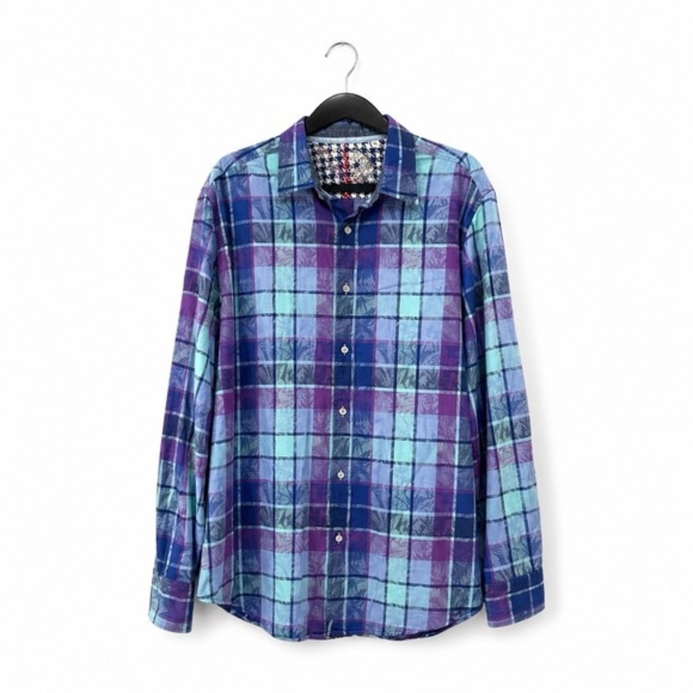 ROBERT GRAHAM Prototype Purple Blue Size 3XL Paisley long sleeve Tropical Resort